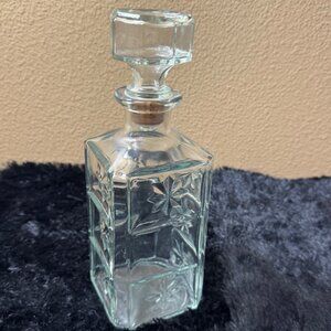Vintage  Walker Bourbon Glass Decanter Starburst  Design Cork Stopper